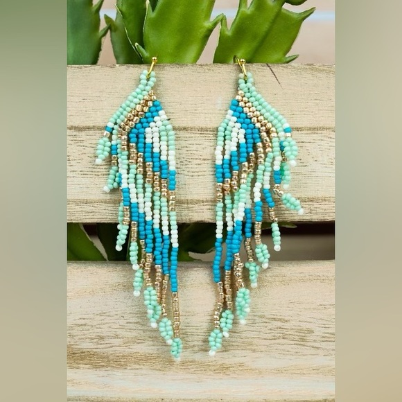 Jewelry - Beaded Geometric Dangle Earrings